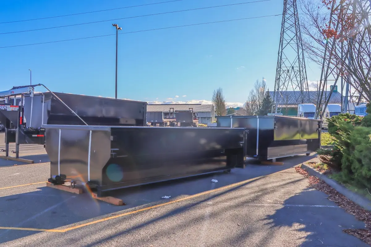 Roll-off dumpster ready for waste disposal at job site for Concrete Dumpster Rental in Chickasha